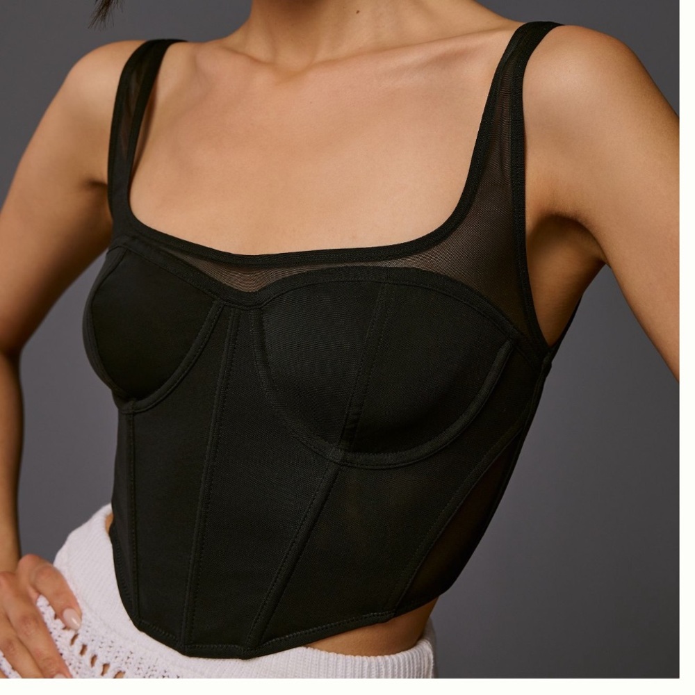 By Anthropologie Mesh Corset Top
